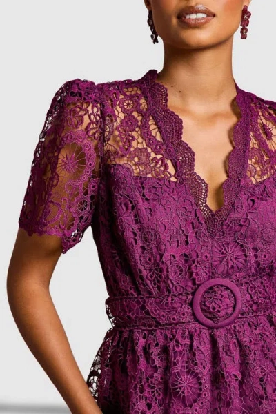 Coast Tiered Lace Midi Dress In Purple