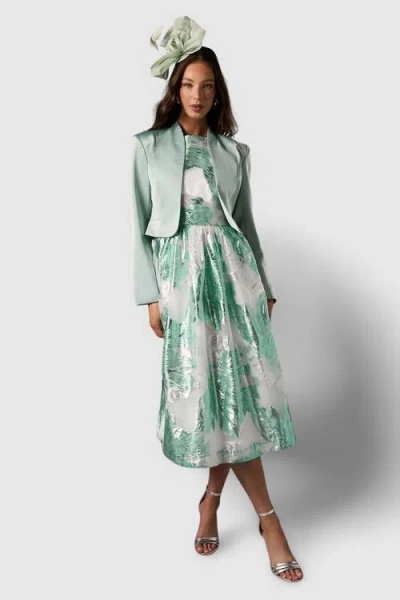 Coast Crop Satin Jacket In Green