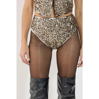 Nasty Gal Cluster Hand Embellished Booty Shorts In Gold