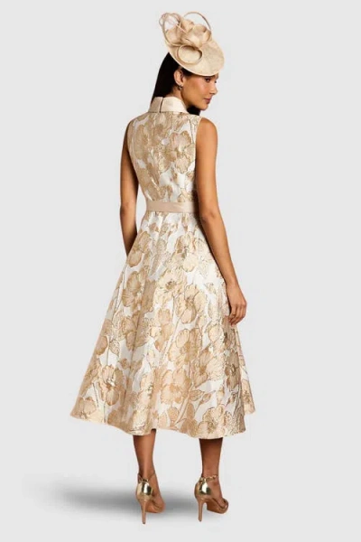 Coast Sleeveless Tux Jacquard Midi Dress In Neutral