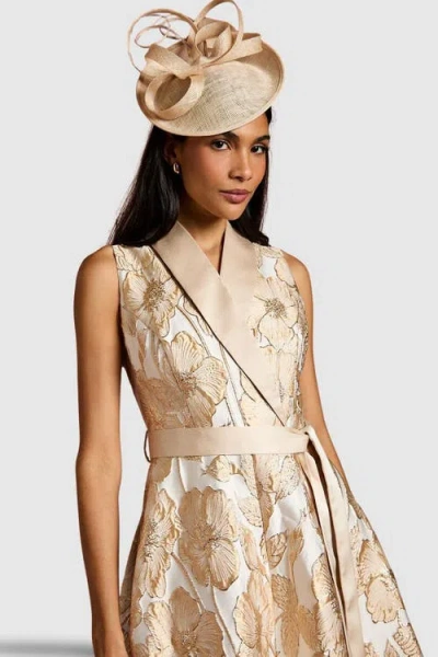 Coast Sleeveless Tux Jacquard Midi Dress In Neutral