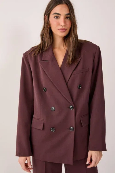 Nasty Gal Double Breasted Oversized Blazer In Brown