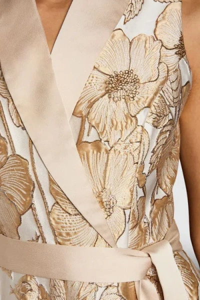 Coast Sleeveless Tux Jacquard Midi Dress In Neutral