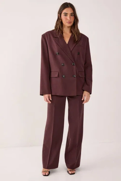 Nasty Gal Double Breasted Oversized Blazer In Brown