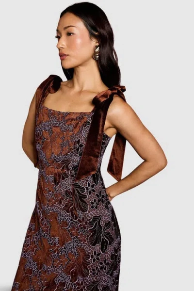 Coast Velvet Lace Tie Shoulder Midi Dress In Black