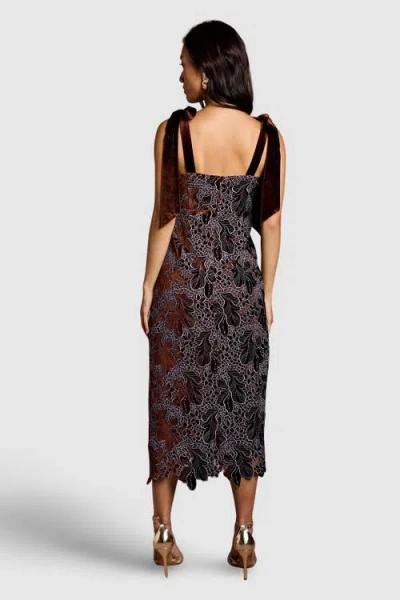 Coast Velvet Lace Tie Shoulder Midi Dress In Black