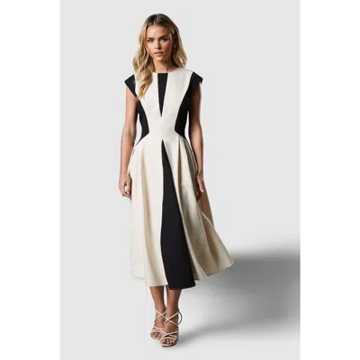 Coast Petite Crepe Colour Block Midi Dress In Gray