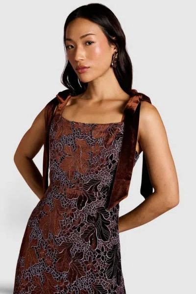 Coast Velvet Lace Tie Shoulder Midi Dress In Black