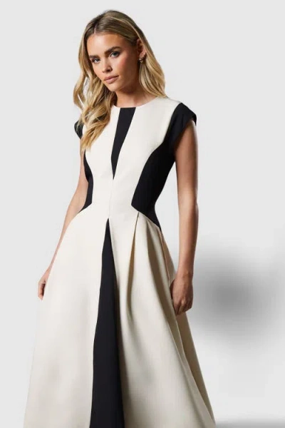 Coast Petite Crepe Colour Block Midi Dress In Gray