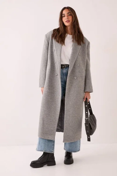 Nasty Gal Double Breasted Smart Coat In Gray