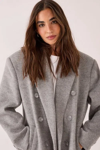 Nasty Gal Double Breasted Smart Coat In Gray