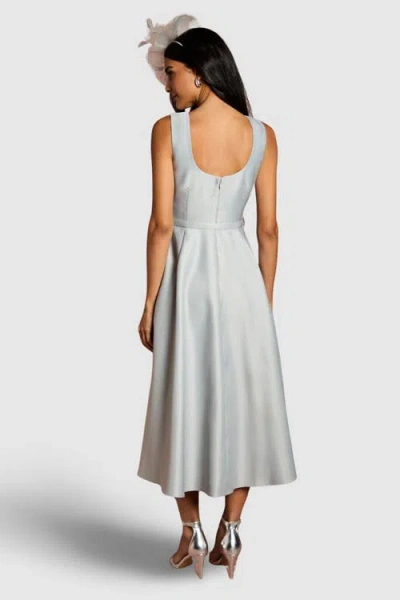 Coast Structured Satin 3d Corsage Midi Dress In Silver