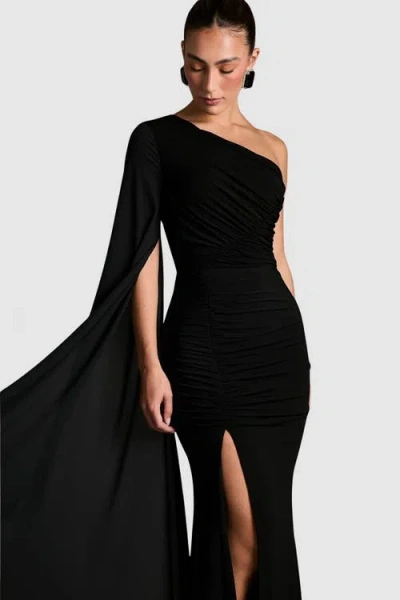 Coast One Shoulder Ruched Maxi Dress In Black