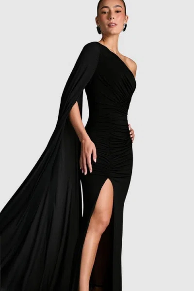 Coast One Shoulder Ruched Maxi Dress In Black