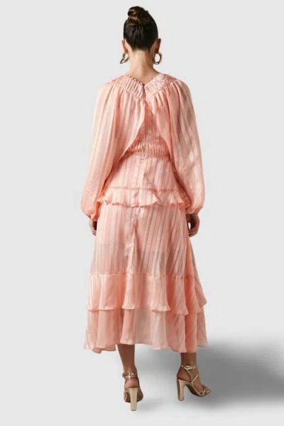Coast Frill Midi Dress With Blouson Sleeve In Pink