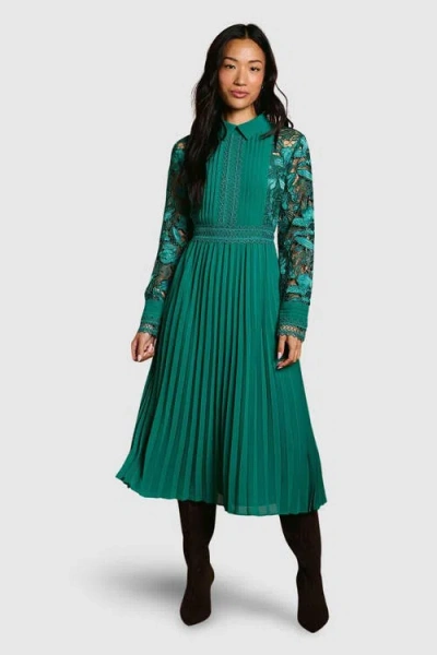 Coast Petite Lace Shirt Dress In Green