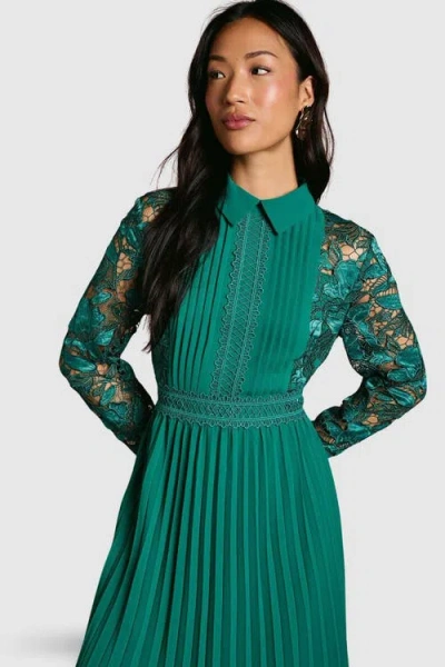 Coast Petite Lace Shirt Dress In Green