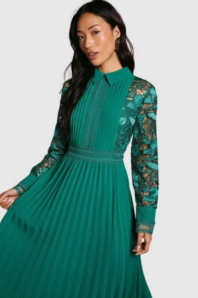 Coast Petite Lace Shirt Dress In Green