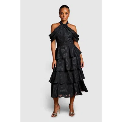 Coast Petite Cold Shoulder Midaxi Dress In Black