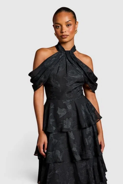 Coast Petite Cold Shoulder Midaxi Dress In Black