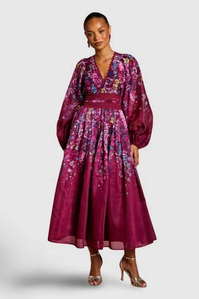 Coast Petite Organza Lace Trim Midaxi Dress In Pink