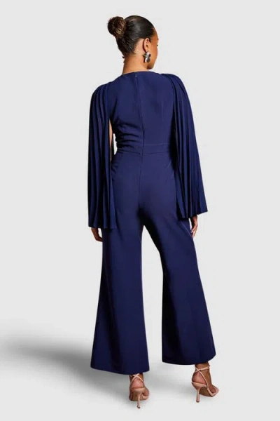 Coast Petite V Neck Pleated Jumpsuit In Blue