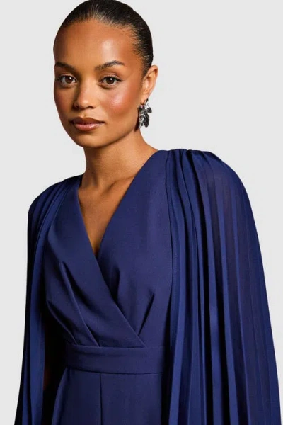 Coast Petite V Neck Pleated Jumpsuit In Blue