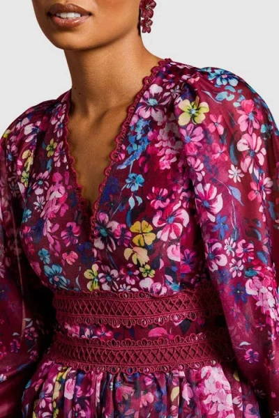 Coast Petite Organza Lace Trim Midaxi Dress In Pink