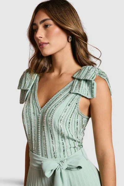 Coast Embellished Bow Shoulder Jumpsuit In Green