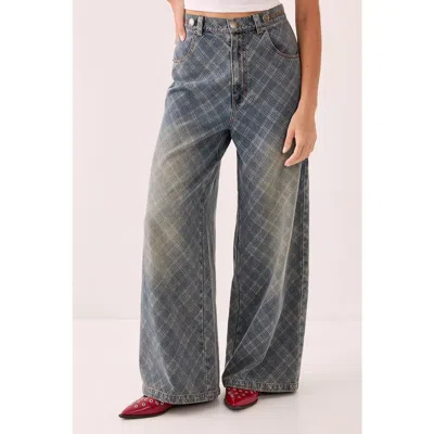 Nasty Gal Denim Distressed Straight Leg Jeans In Blue