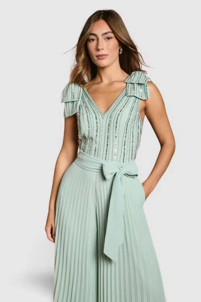 Coast Embellished Bow Shoulder Jumpsuit In Green