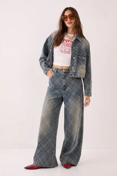 Nasty Gal Denim Distressed Straight Leg Jeans In Blue