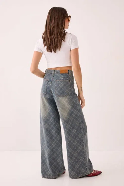 Nasty Gal Denim Distressed Straight Leg Jeans In Blue