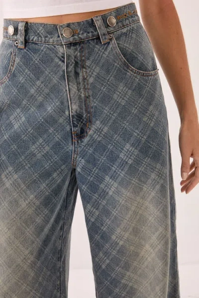 Nasty Gal Denim Distressed Straight Leg Jeans In Blue