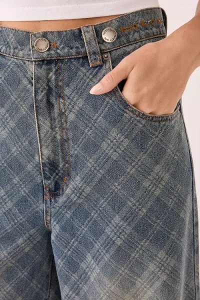 Nasty Gal Denim Distressed Straight Leg Jeans In Blue