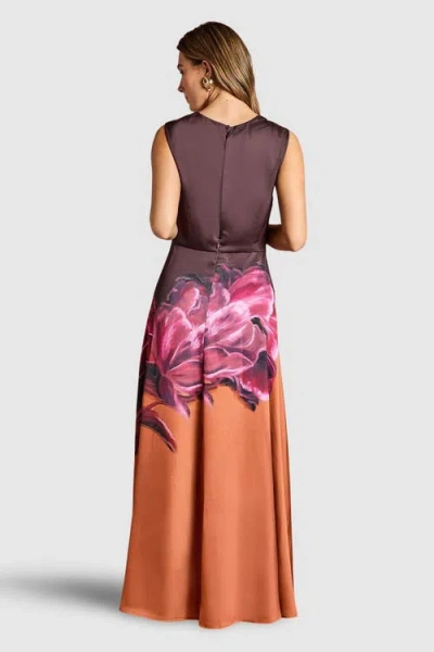 Coast Ruched Print Satin Midi Dress In Multi