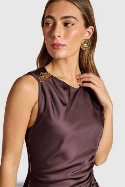 Coast Ruched Print Satin Midi Dress In Multi