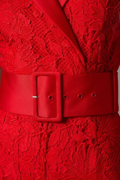 Coast Lisa Lace Belted Jumpsuit In Red