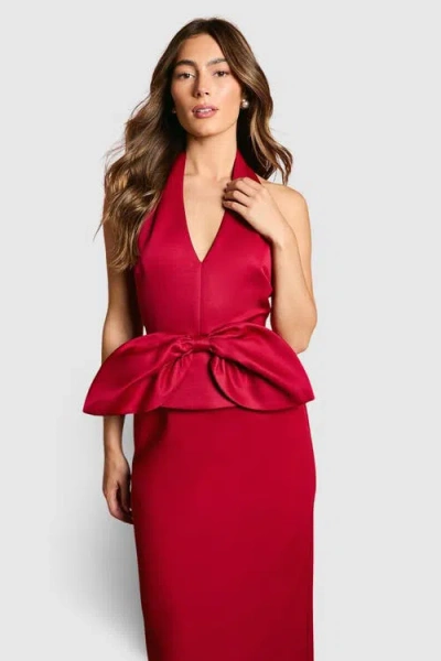 Coast Halter Neck Satin Column Midi Dress In Red