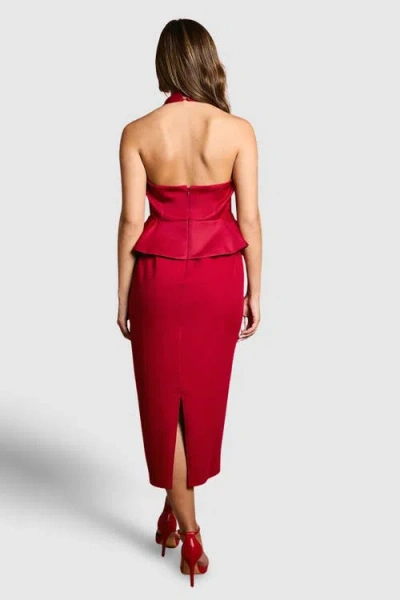 Coast Halter Neck Satin Column Midi Dress In Red