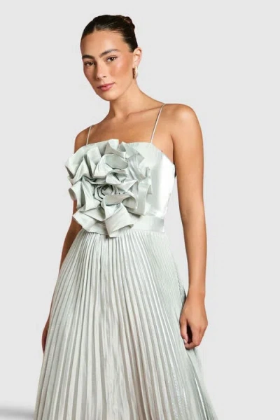 Coast Metallic Pleated Corsage Maxi Dress In White