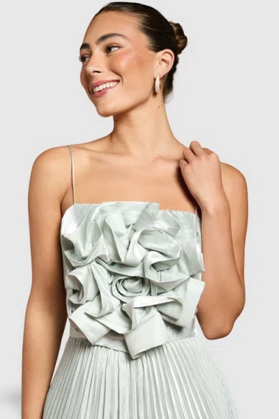 Coast Metallic Pleated Corsage Maxi Dress In White