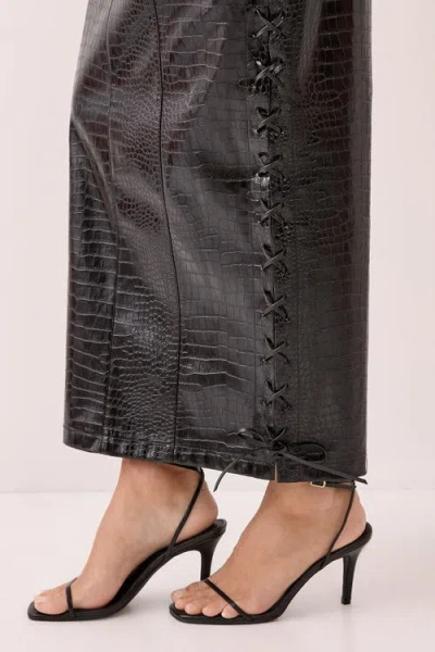 Nasty Gal Croc Bandeau Lace Up Maxi Dress In Black