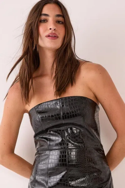 Nasty Gal Croc Bandeau Lace Up Maxi Dress In Black