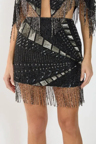 Nasty Gal Panelled Tassel Sequin Mini Skirt In Black