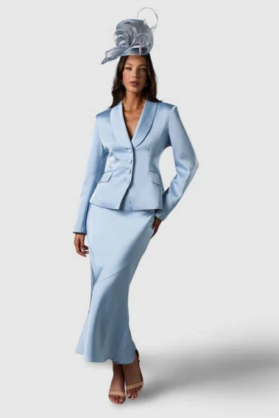 Coast Satin Lapel Waisted Jacket In Blue