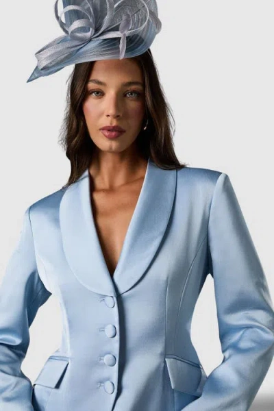 Coast Satin Lapel Waisted Jacket In Blue