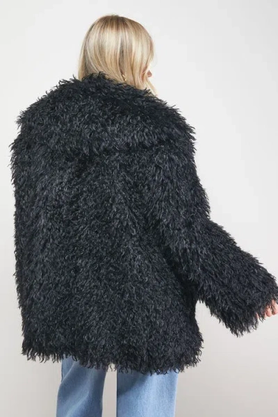 Oasis Mongolian Faux Fur Short Coat In Black