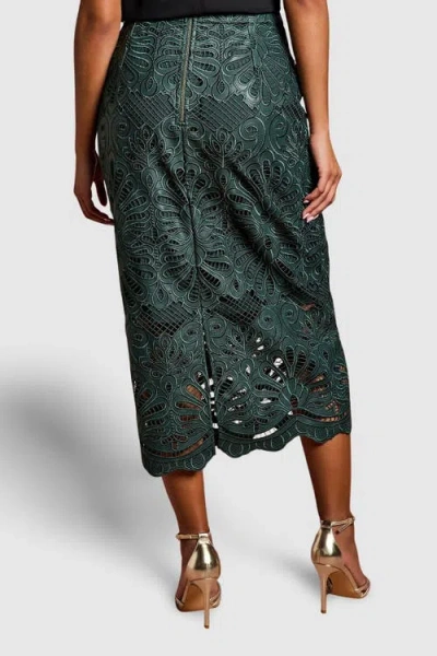 Coast Petite Pu Lace Midi Skirt In Green