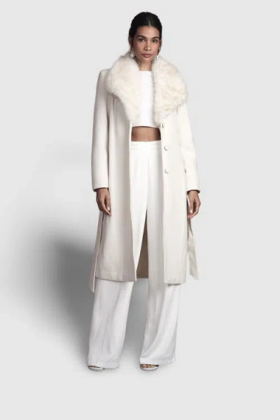 Coast Faux Fur Collar Belted Midi Coat In White